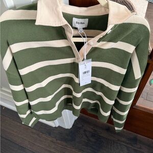 Rhythm. Olive and Cream Striped Women's Sweater